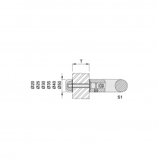 KWS K8A51 Fixing Kit - S1/M6 - Single Side Fixing With Cap For 20mm &Oslash; Pull Handles